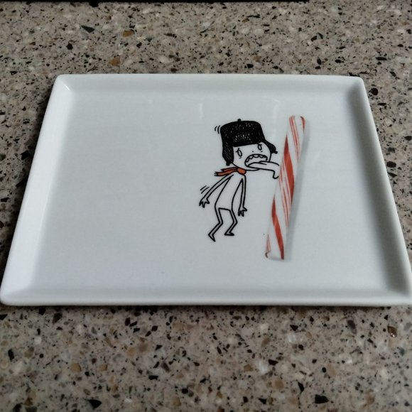 New 2011 Retired Oliver Peppermint Stick Tongue Appetizer Plate - Picture 2 of 4